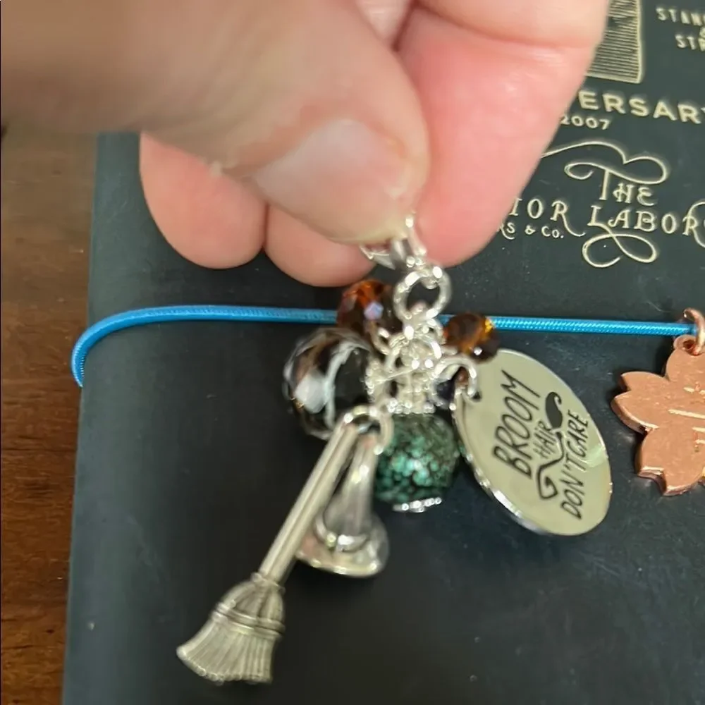 Two Weeks On Mars Witchy Charm Keychain with Broom and Crystals new